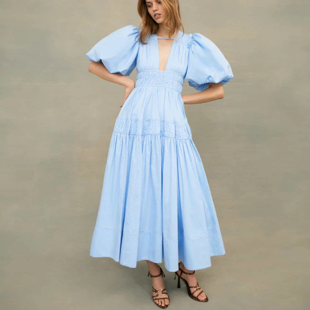 Aje Falling Water Gathered Midi Dress - Never Worn, Like New